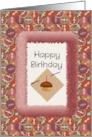 Buttons Sewing Needle Happy Birthday card