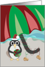 Penguin Beach Happy Christmas in July card