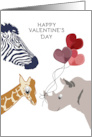 Zebra, Giraffe, Rhinoceros Wild at Heart Valentine’s Day card