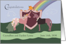 Unicorn Couple Rainbow Wedding Congratulations card