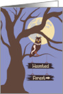 Owl Haunted Forest Happy Halloween card