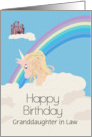 Unicorn and Castle with Rainbow Customize Relationship Birthday card