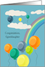 Granddaughter Rainbow and Balloons Congratulations card