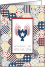 Patterns in Hexagons and Eagle for Veterans Day USA card