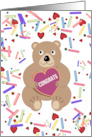 Bear Holding Big Heart Congratulations card