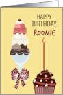 Ice Cream Sundae and Chocolate Cupcake For Roommate Birthday card