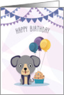 Puppy Dog with Cupcake and Balloons card