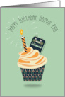 Cupcake with Calendar and Candle Birthday for Admin Pro card