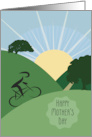 Bicyclist on Hillside for Mothers Day card