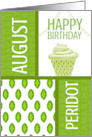 Peridot Marquise Gems and Cupcake for August Birthday card