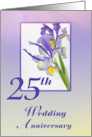 Purple Iris 25th Wedding Anniversary card
