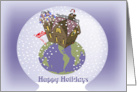 Snow Globe and Ginger Bread Victorian Real Estate Happy Holidays card