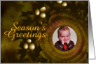 Custom Front Antique Yellow Color Wreath Season’s Greetings card