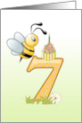 Cute Bee and Honeycomb for Seventh Birthday card