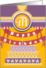 Lavender and Yellows Monogram M for Happy Birthday card