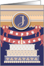 Banners of Happy Birthday for a Monogram J card