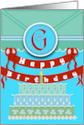 Envelope and Cake with Single Monogram G card