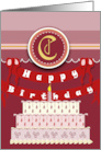 Decorated Cake for Monogram C Happy Birthday card