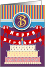 Three Tiered Cake for Monogram B Happy Birthday card