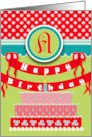 Large Dotted Canopy for Monogram A Birthday card