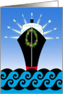 Christmas Cruise Ship with Wreath card