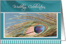 Single Peacock Feather Wedding Celebration Invitation card