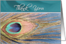 Single Peacock Feather Thank You Bridal Party card