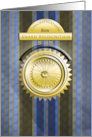 Black and Blue Stripes Medallion Congratulations on Award Son card