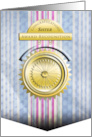 For Sister Blue Pink Stripes Medallion Congratulations on Award card