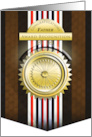 Red and Brown Stripes Rendered Medallion Congratulations Father card