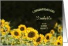 Custom Name Sunflower Science Project Congratulations card
