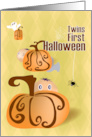 Babies and Pumpkins Twins First Halloween card