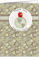 Apple and Globe Geography Teacher Thank You card