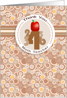 Apple and Numbers Math Teacher Thank You card