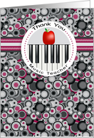 Apple and Piano Keys Music Teacher Thank You card