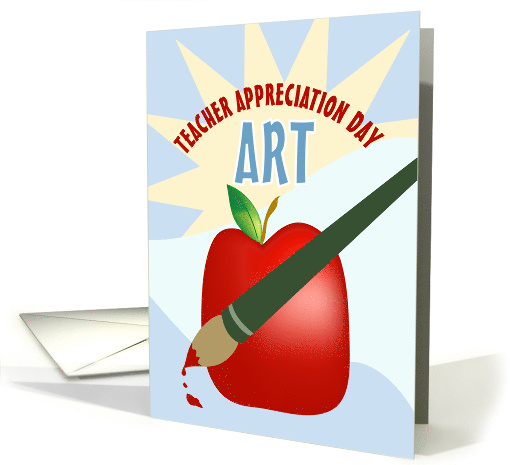 Apple and Paintbrush Happy Teacher Appreciation Day card (1040991)