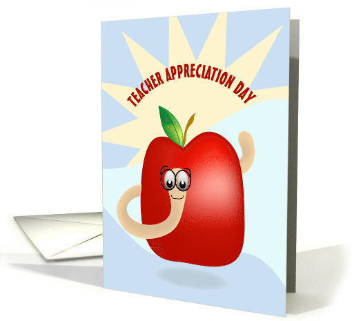 Apple and Bookworm Happy Teacher Appreciation Day card (1041005)