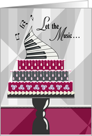 Musician Birthday Keyboard and Birthday Cake card
