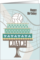 Volleyball and Net Birthday Cake for Coach card