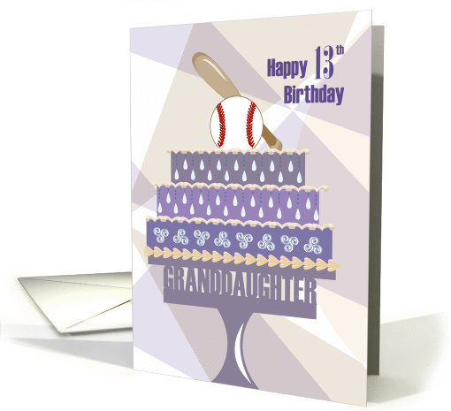 Baseball Sports 13th Birthday Cake for Granddaughter card (1073554)