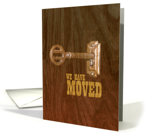 Rustic Lock and Key We Have Moved Announcement card (1099878)