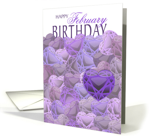 Illustrated Amethyst Hearts February Birthday card (1101198)