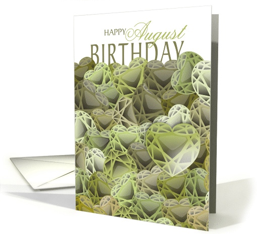 Peridot Hearts Illustrated August Birthday card (1101224)