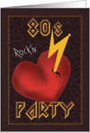 Heart and Lightning Strike 80s Themed Party Invitation card