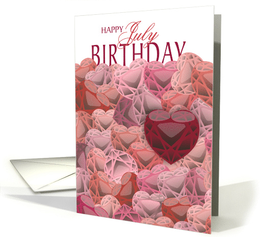 Ruby Red Colored Hearts July Birthday card (1147366)
