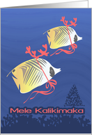 Coral and Butterfly Fish Mele Kalikimaka Hawaiin Christmas card