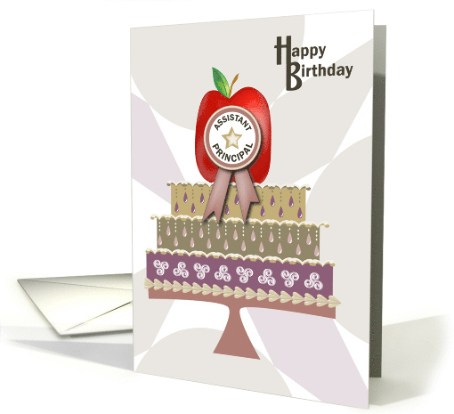 Assistant Principal Apple Cake Star Happy Birthday card (1172868)