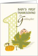 Baby Peeking Over Leaf Goddaughter First Thanksgiving card