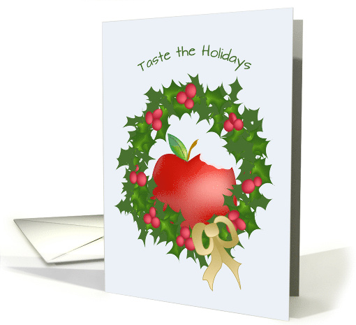 Apple with Bite and Wreath Happy Holidays card (1187290)
