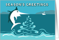 Marlin and Boat Season’s Greetings card